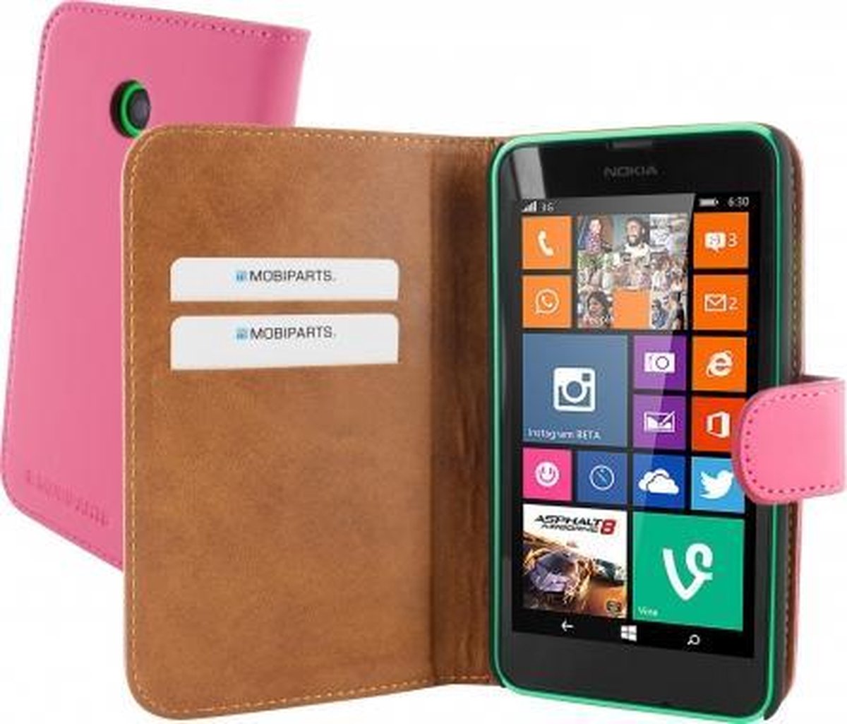 Mobiparts - Roze premium booktype hoes - Nokia Lumia 630