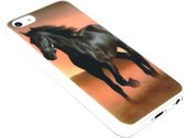 Paarden hoesje zwart kunststof iPhone 5C