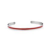 Key Moments 8KM B00528 Stalen Open Bangle - One-size (60 x 50 x 4 mm) - Zilverkleurig / Rood