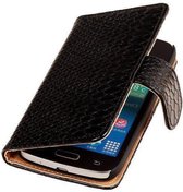 Slang Zwart Samsung Galaxy Young 2 Bookcase Cover Hoesje