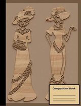 Wooden Ladies Composition Notebook, Wide Ruled