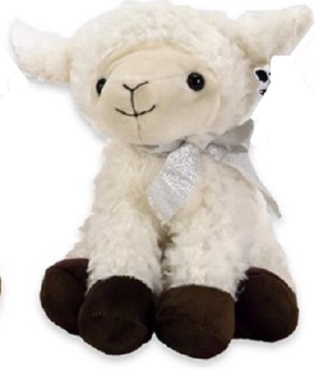 | Pluche schaap knuffeldier lam wit 25 cm Baby witte boerderijdieren knuffels schaaplam speelgoed