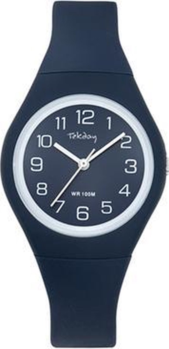 Tekday 654142 analoog horloge 34 mm 100 meter blauw- wit