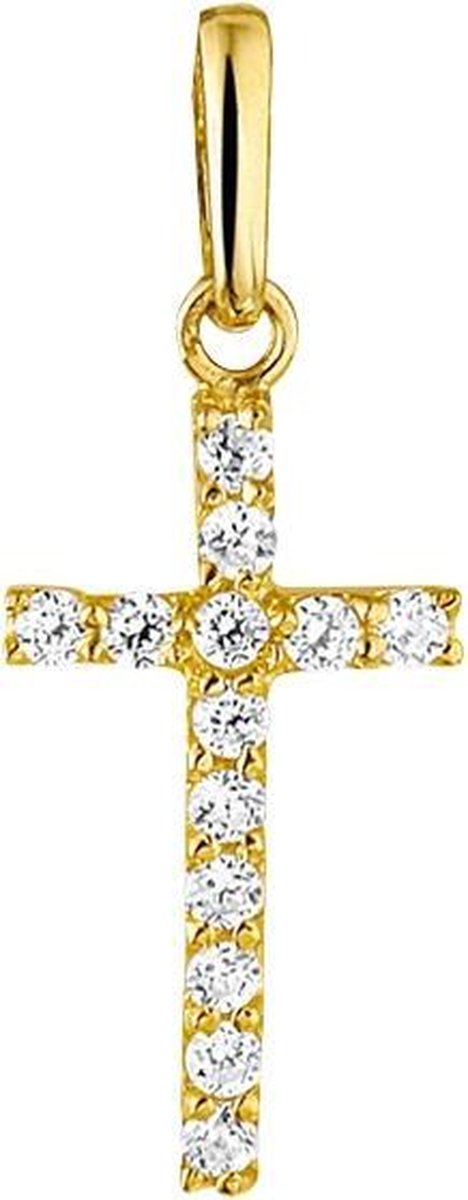 The Jewelry Collection Hanger Kruis Zirkonia - Goud