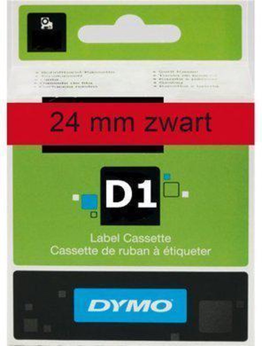 Lettertape Dymo D1 53717 Zwart-Rood 24mmx7m