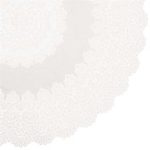 Binnen/buiten tafelkleed/tafellaken ivoor wit 152 cm rond - Ronde kanten tafelkleden Amira - Tuintafelkleed tafeldecoratie