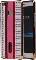 M-Cases Roze Paars Ruit Design TPU back case cover hoesje voor Huawei P9 Lite
