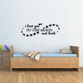 Muursticker - I Love You to The Moon And Back - 40x114 - Zwart