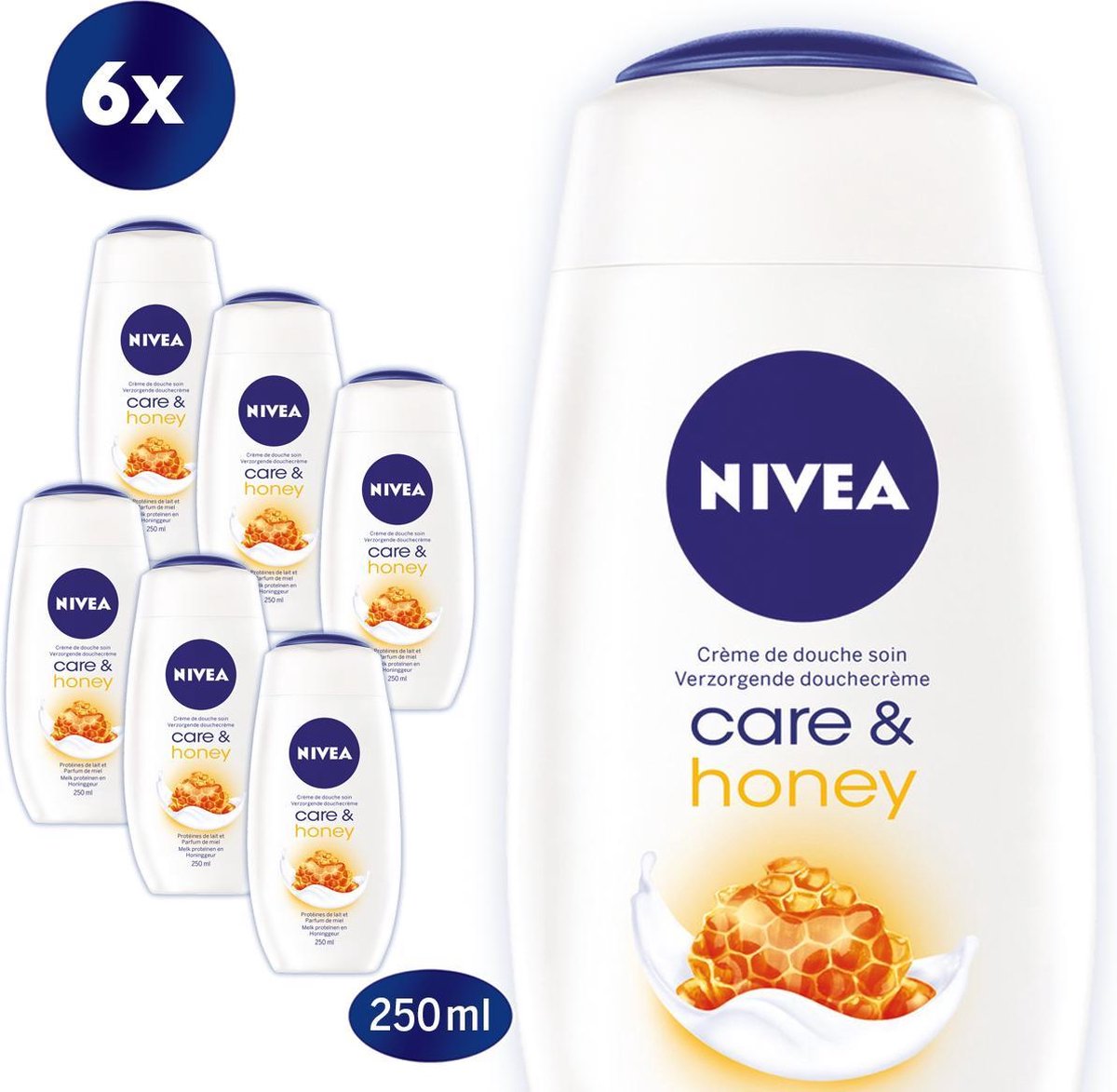 NIVEA Care & Honey 6 x 250 ml Voordeelverpakking Douchecrème