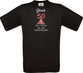 T-shirt - unisex - Wie helpt me met oversteken - Sarah - 50 jaar - zwart - maat S