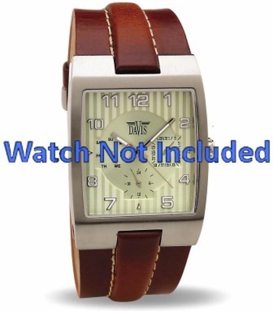 Horlogeband Davis BB0580 BB0581 BB0582 Leder Cognac 30mm bol