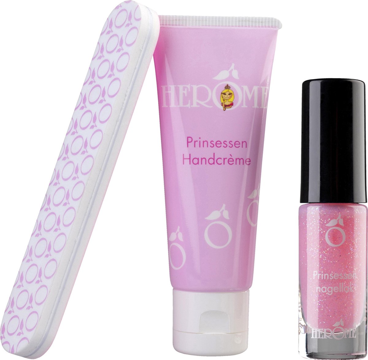 Herome Kinder Prinsessen Cadeau Set op Waterbasis - Roze Glitter Nagellak - Incl. Handcreme en Nagelvijl- Kinder make up - Cadeau kind — afbeelding 2