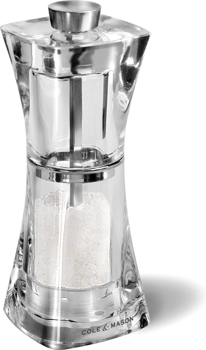 Cole & Mason Crystal Zoutmolen – Keramisch Maalwerk – Verstelbare Maalgraad – 12,5 cm – Transparant