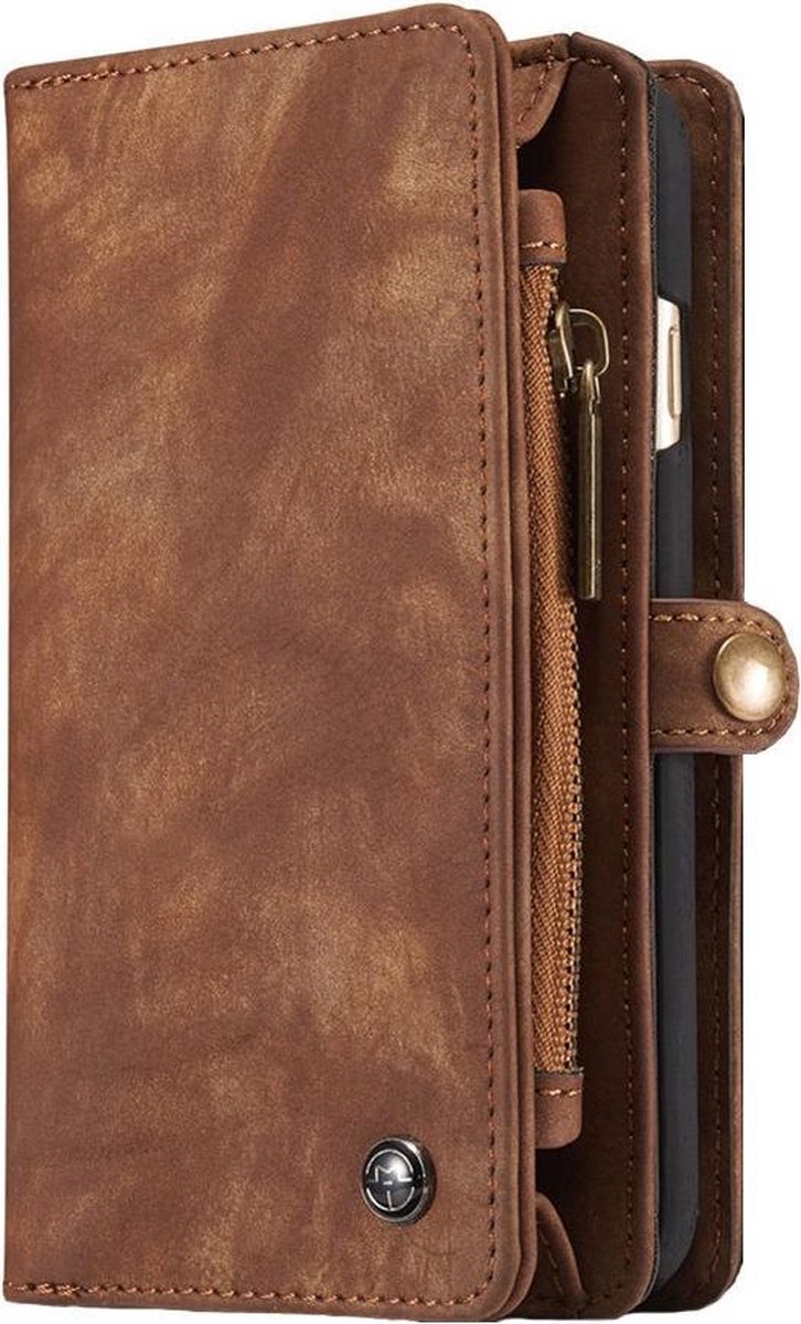 Caseme - Geschikt voor iPhone 6s Plus Hoesje - Uitneembare Portemonnee Vintage Bruin