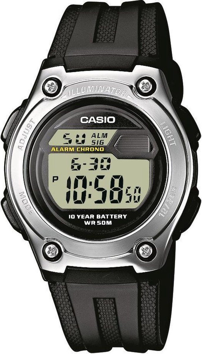 Casio W-211-1AVES - Horloge - 37 mm - Kunststof - Zwart