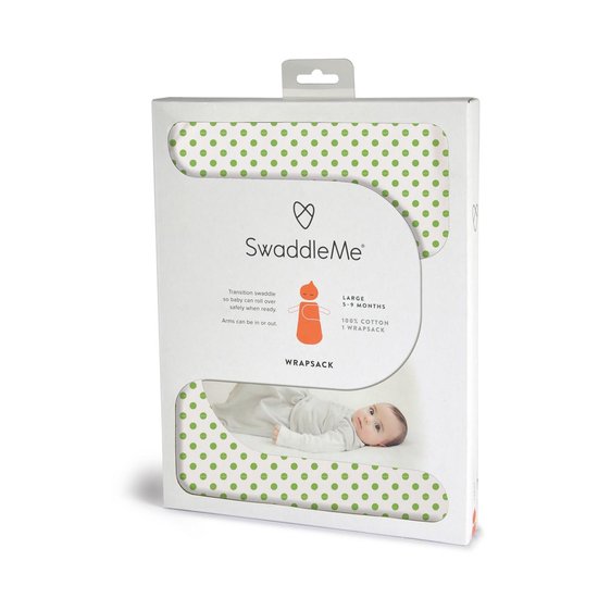 SwaddleMe Wrapsack Groen Stippen Large (59 maanden)