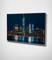 New York City At Night Canvas - 100 x 70 cm - Steden - Schilderij - Canvas - Slaapkamer - Wanddecoratie  - Slaapkamer - Foto op canvas