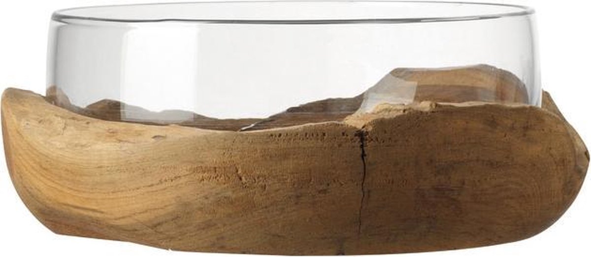 Leonardo Sidestep Schaal met Teak Houten Onderkant - 30 cm