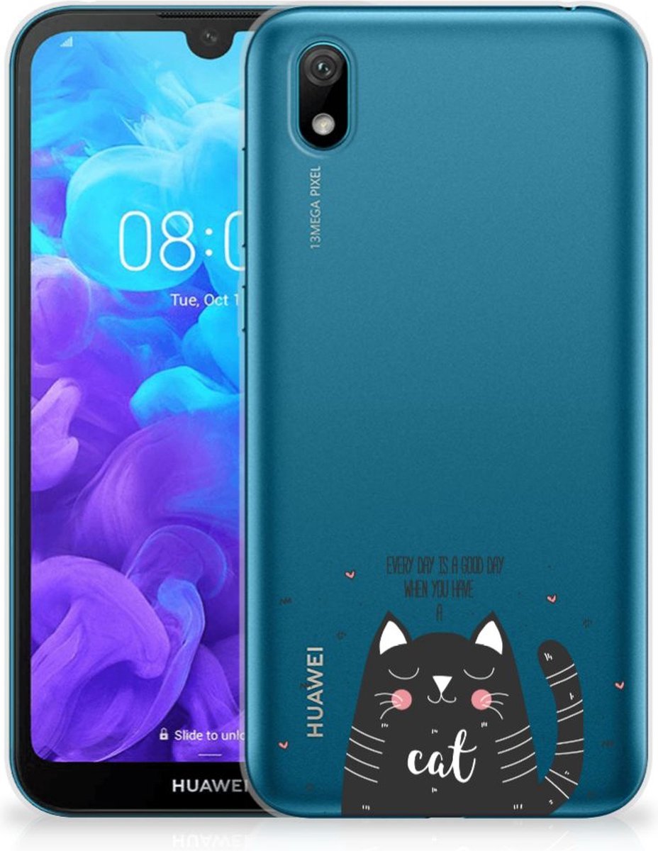 Huawei Y5 (2019) Telefoonhoesje met Naam Cat Good Day