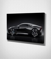 Bugatti La Voiture Noire Canvas - 60 x 40 cm - Auto - Schilderij - Canvas - Slaapkamer - Wanddecoratie  - Slaapkamer - Foto op canvas