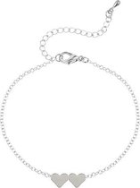 24/7 Jewelry Collection Armband Twee Hartjes - Minimalistisch - Dames - Zilverkleurig - 16 cm