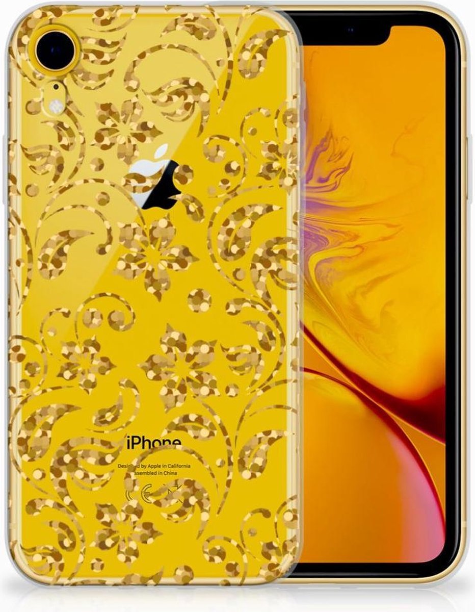 Apple iPhone Xr TPU Case Gouden Bloemen