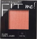 Maybelline Fit Me Blush 15 Nude, een lichtroze blush met fijne glitters.