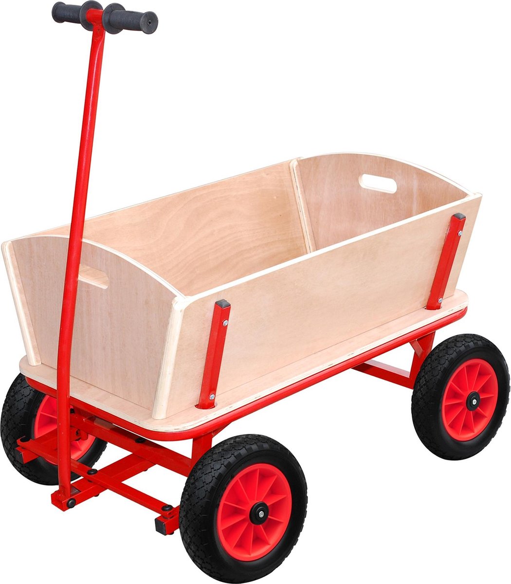 Outdoor Houten Bolderwagen Naturel en Rood