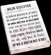 Tableau de texte / tableau de texte en bois 25X18cm "Ma fille ...." - Couleur White antique