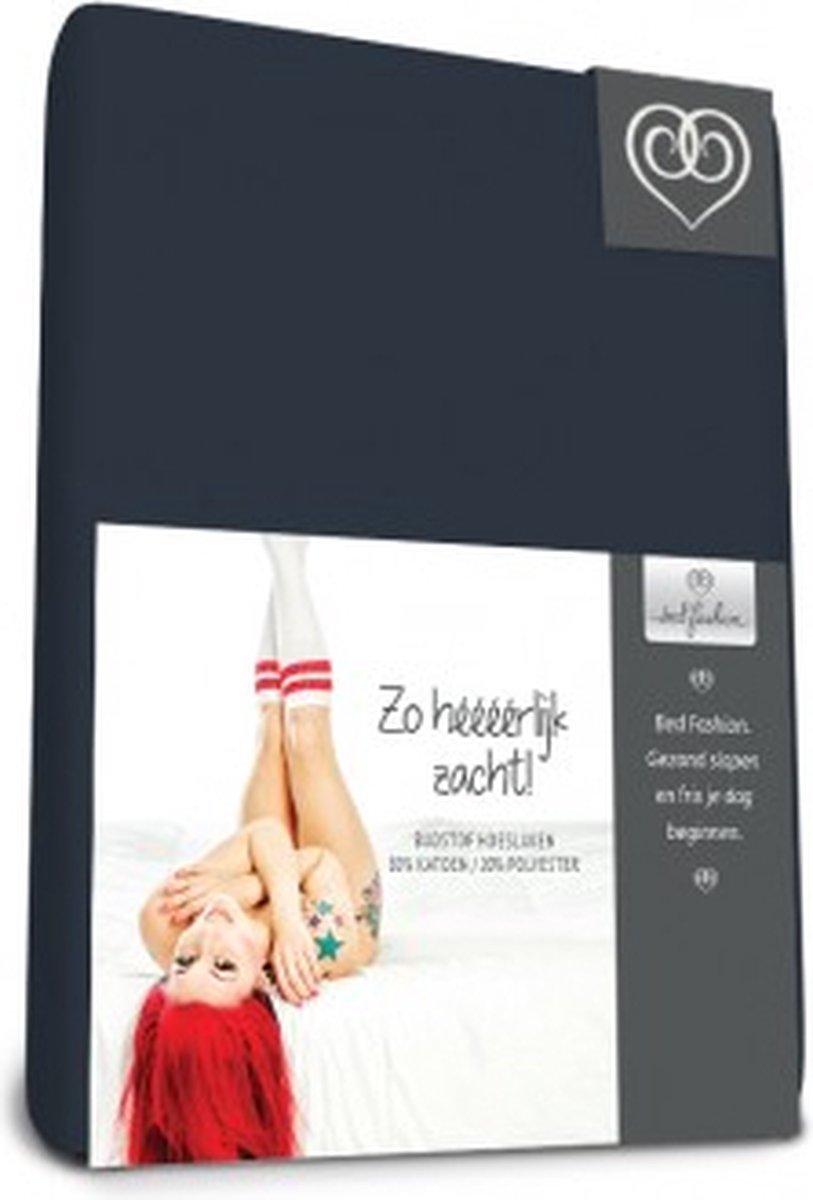Badstof stretch hoeslaken Marine - 80 x 200 cm - Marine