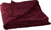 Relaxdays plaid groot - woondeken 150 x 200 - woonplaid zacht - warme bankdeken - wasbaar - Bordeaux