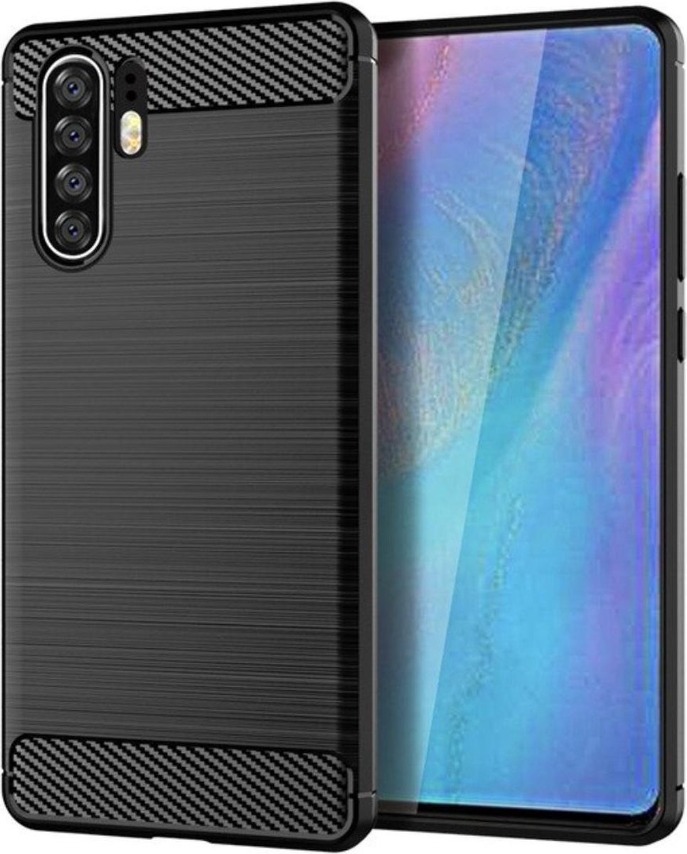 Luxe Huawei P30 Pro hoesje – Zwart – Geborsteld TPU carbon case – Shockproof cover