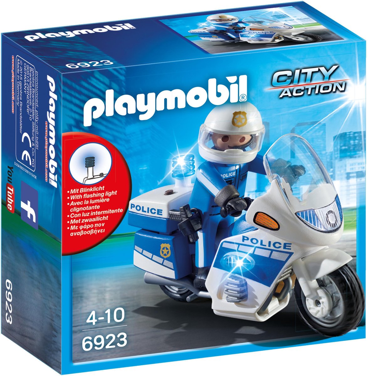 PLAYMOBIL City Action Politiemotor met led-licht - 6923
