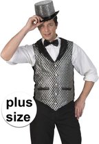 Grote maat zilver/zwart verkleed gilet voor heren - plus size carnaval verkleed accessoire voor volwassenen XXXL/XXXXL