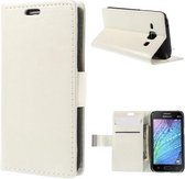 Magnetic bookcase wallet cover hoesje Samsung Galaxy J1 2015 wit