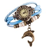 Fako® - Armband Horloge - Dolfijn - Lichtblauw