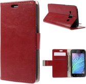 Magnetic bookcase wallet cover hoesje Samsung Galaxy J1 2015 rood