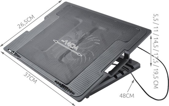 Universele Laptop Fan Cooling Stand Pad - Verstelbare Notebook Cooler Standaard Koeler Ventilator Houder - 11/12/13/14/15/16/17 Inch - Merkloos