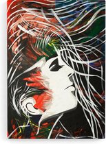 'HAIR IN THE WIND' Canvas Print van JM ART (60 x 90 cm)