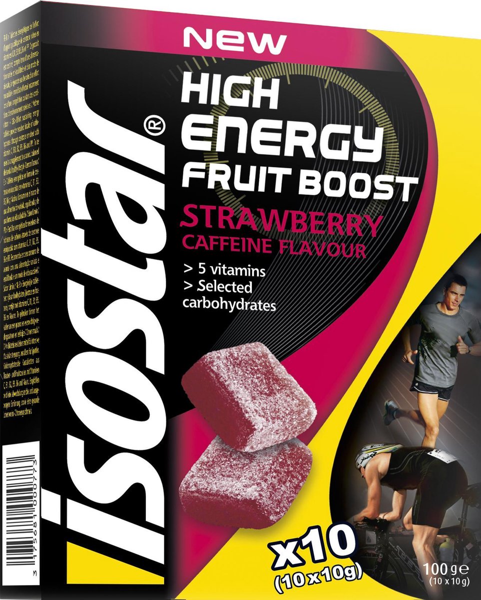 Isostar Energy Fruit Boost Strawberry with Caffeine 10 x 10 g bol