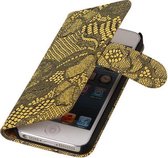 Geel Lace 2 booktype wallet cover hoesje voor Apple iPhone 5 / 5s / SE