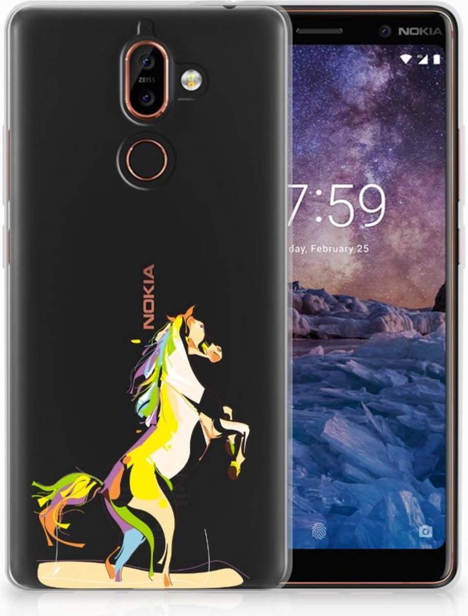 Nokia 7 Plus Telefoonhoesje met Naam Horse Color