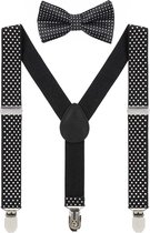 Fako Fashion® - Bretelles pour enfants avec nœud papillon - Points - 65cm - Noir