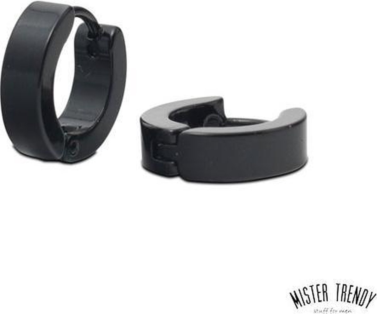 Mister Trendy - Heren oorbellen model Small Black - Zwarte oorringen