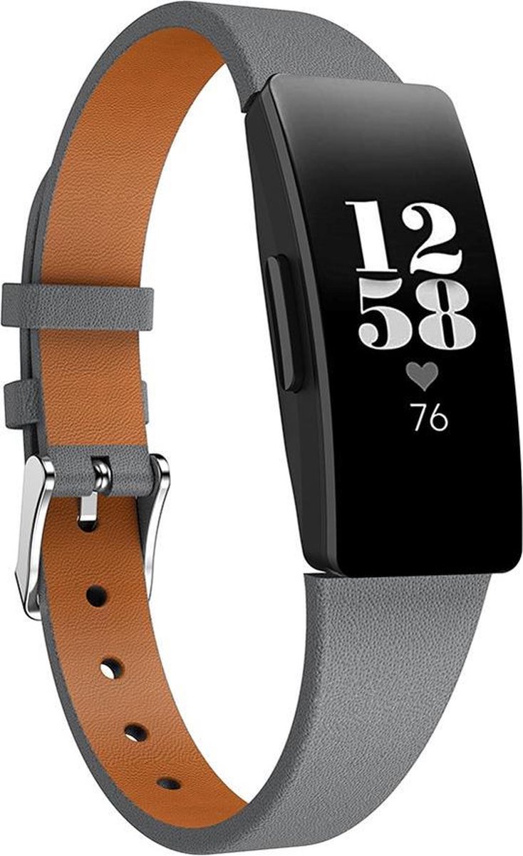 KELERINO. Leren band geschikt voor Fitbit Inspire (HR) - Grijs