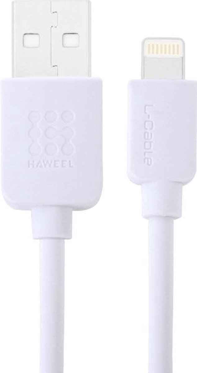 Haweel Lightning USB Kabel iPhone X / 10 / iPhone 8 / 8 Plus / iPhone SE / 5S / 5 / iPhone 6S / 6 Plus / 7 / 7 Plus / iPod / iPad Pro 10.5 / 9.7 / iPad 2017 - 1 Meter Wit