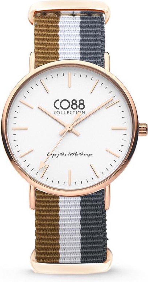 CO88 Collection - 8CW-10032 - Horloge - nato nylon - bruin-wit-grijs - 36 mm
