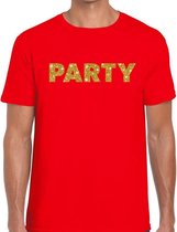 Party goud glitter tekst t-shirt rood voor heren XXL