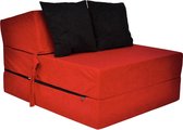 Luxe logeermatras - rood - camping matras - reismatras - opvouwbaar matras - 200 x 70 x 15 - met zwarte kussens
