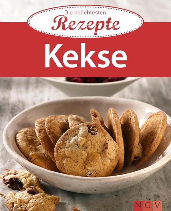 Receptenboek met de titel "Die beliebtesten Rezepte - Kekse". Een schaal vol met diverse koekjes.